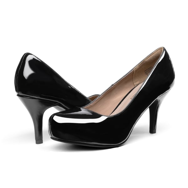 Classic Closed Toe 3 Inch Heels Pumps - BLACK PAT - 3